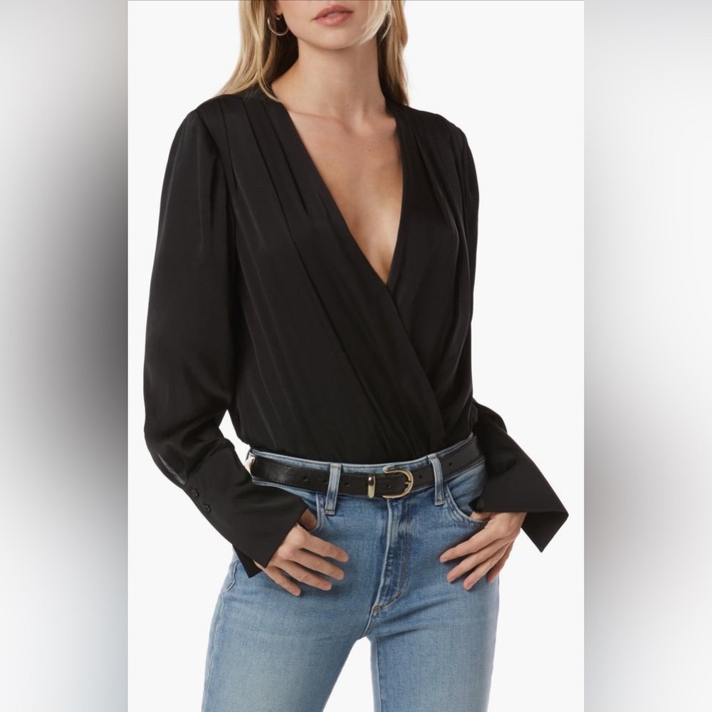 NWOT Favorite Daughter Long Sleeve Satin Bodysuit Size S $198